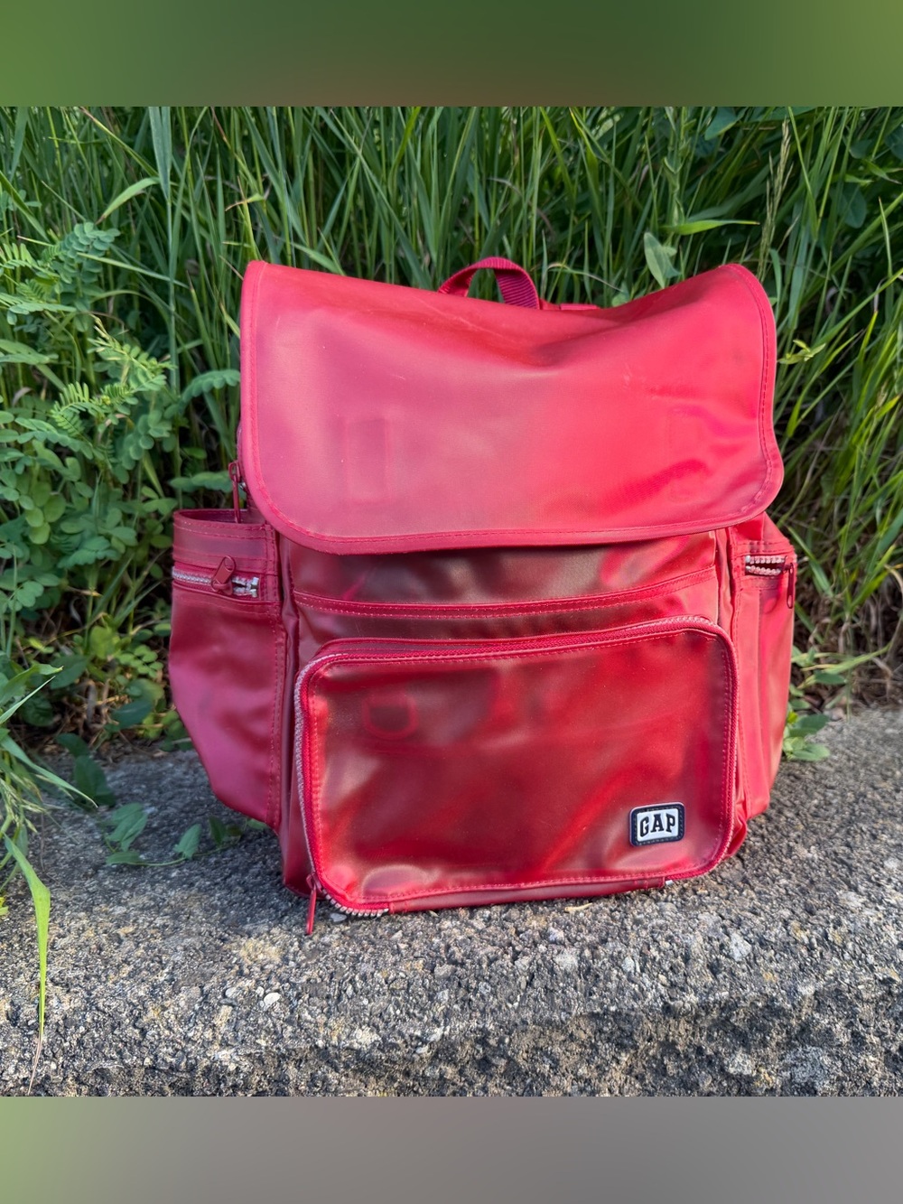 Vtg Y2K Ted Vinyl GAP Backpack with Lots of Pockets